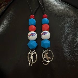 Two different styles of Buffalo Bills lanyards